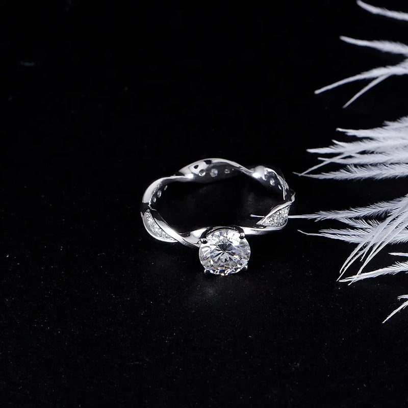 14k White Gold Moissanite Ring 1ct Center Stone Moissanite Engagement Rings & Jewelry | Luxus Moissanite