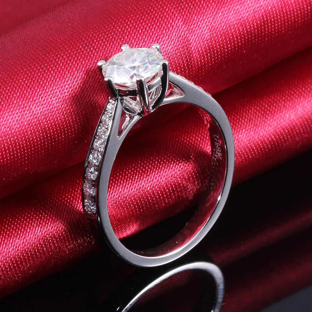 14k White Gold Moissanite Ring 1ct Center Stone Moissanite Engagement Rings & Jewelry | Luxus Moissanite / Gold Ring Womens