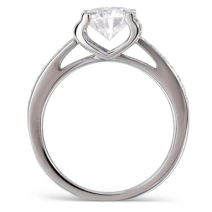 14k White Gold Moissanite Ring 1ct Center Stone Moissanite Engagement Rings & Jewelry | Luxus Moissanite - Affordable Real Jewelry 