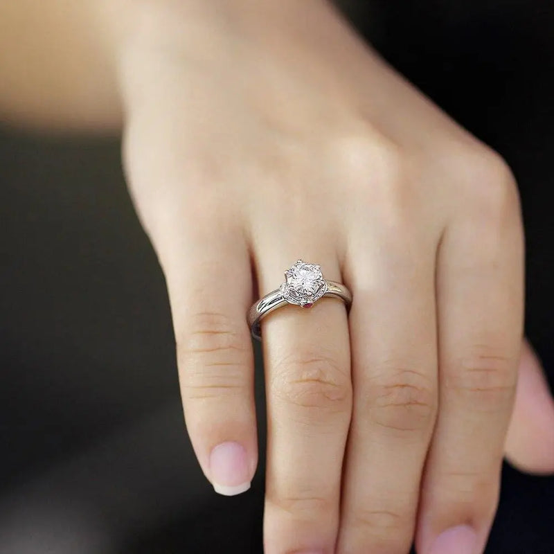 14k White Gold Moissanite Ring 1ct Center Stone Moissanite Engagement Rings & Jewelry | Luxus Moissanite