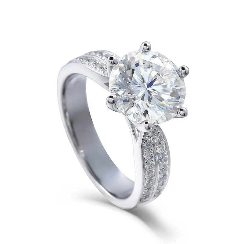 14k White Gold Moissanite Ring 1ct, 2ct, & 3ct, Center Stone Options Moissanite Engagement Rings & Jewelry | Luxus Moissanite