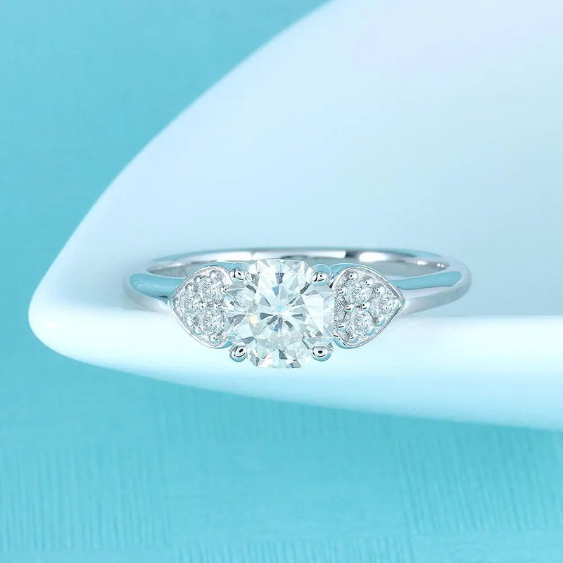 14k White Gold Moissanite Ring Octagon Cut 1.12ct Total Moissanite Engagement Rings & Jewelry | Luxus Moissanite