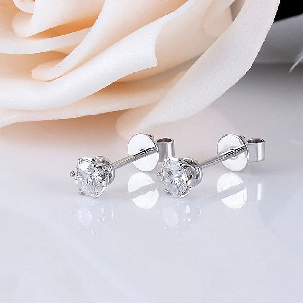 14K White Gold Moissanite Affordable Stud Earrings 0.5ctw