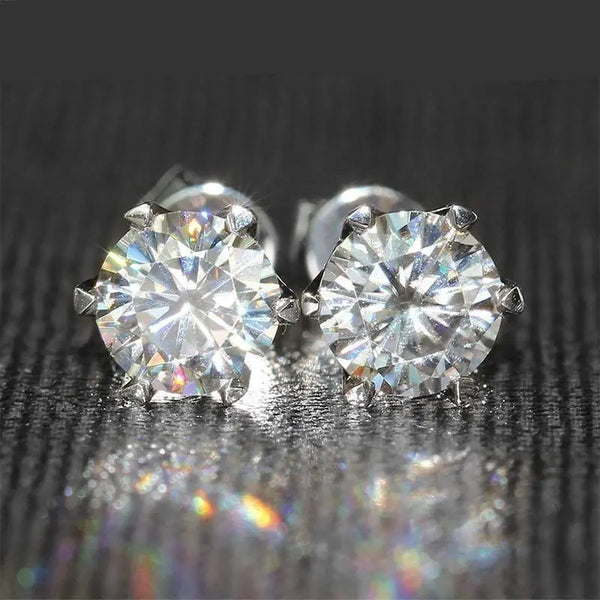 14k White Gold Moissanite Stud Earrings 1.6ctw – Luxus Moissanite