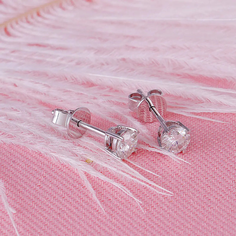 14k White Gold Moissanite Stud Earrings 1ctw Moissanite Engagement Rings & Jewelry | Luxus Moissanite
