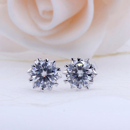 14k White Gold Moissanite Stud Earrings 2ctw Moissanite Engagement Rings & Jewelry | 14k White Gold Stud Earrings }Luxus Moissanite