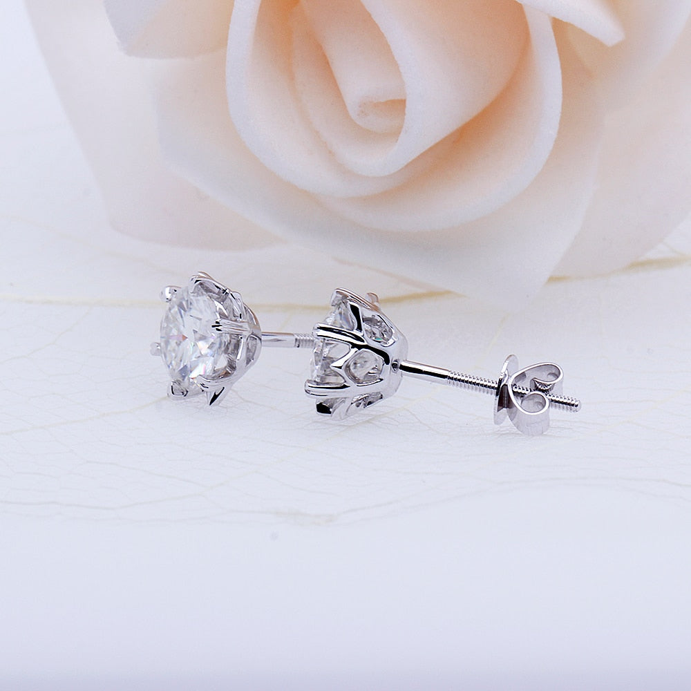 14k White Gold Moissanite Stud Earrings 2ctw Moissanite Engagement Rings & Jewelry | 14k White Gold Stud Earrings |Luxus Moissanite