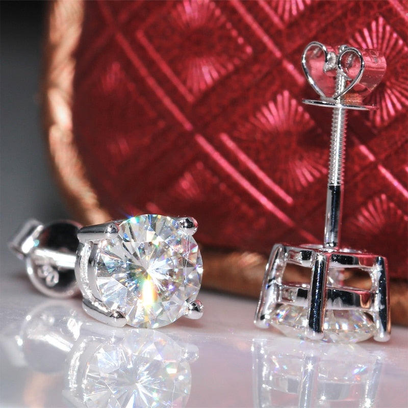 14k White Gold Moissanite Stud Earrings 2ctw Moissanite Engagement Rings & Jewelry | Luxus Moissanite