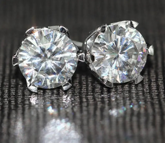 14k White Gold Moissanite Stud Earrings 2ctw Moissanite Engagement Rings & Jewelry | Earrings Studs |Luxus Moissanite