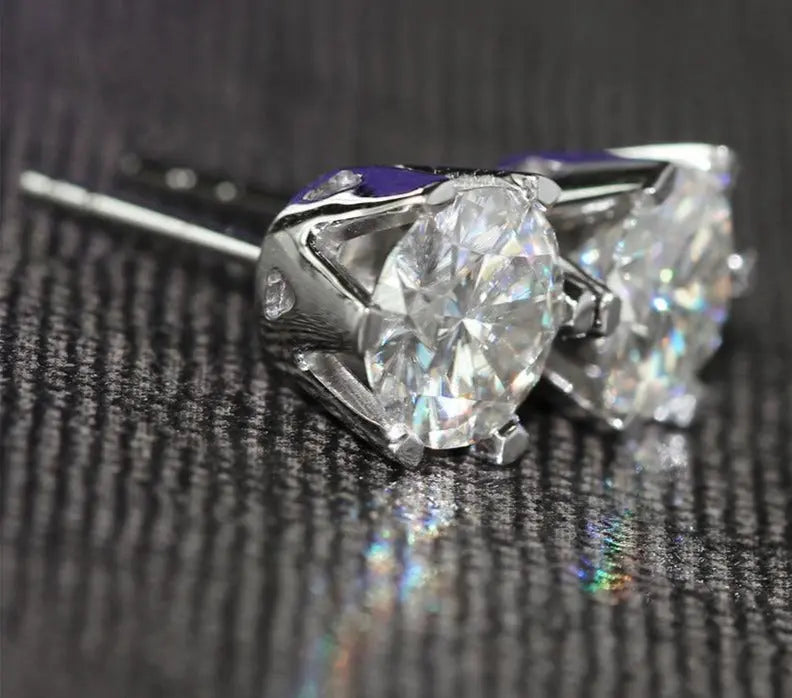 14k White Gold Moissanite Stud Earrings 2ctw Moissanite Engagement Rings & Jewelry | Luxus Moissanite
