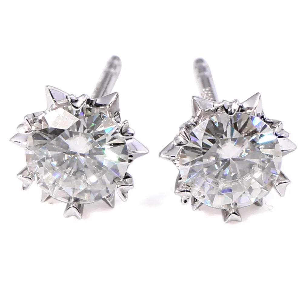 14k White Gold Moissanite Stud Earrings 2ctw Moissanite Engagement Rings & Jewelry | Moissanite Stud Earrings in 14k White Gold |Luxus Moissanite