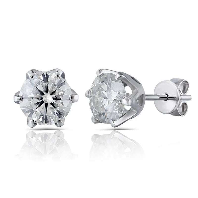 14k White Gold Moissanite Stud Earrings 2ctw Moissanite Engagement Rings & Jewelry | Luxus Moissanite