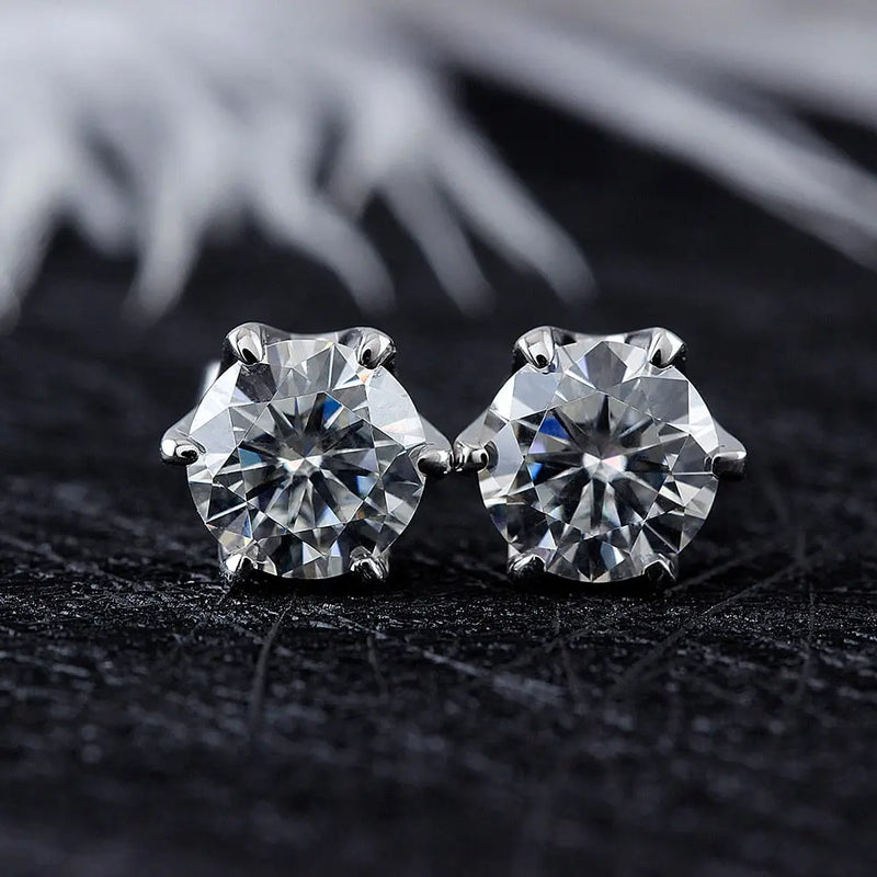 14k White Gold Moissanite Stud Earrings 2ctw Moissanite Engagement Rings & Jewelry | Luxus Moissanite