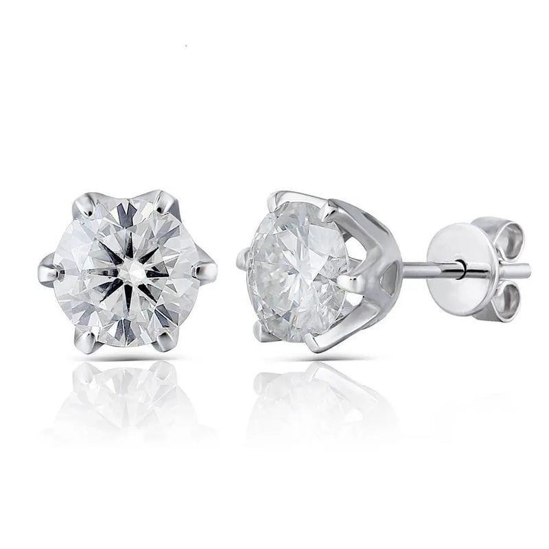 14k White Gold Moissanite Stud Earrings 2ctw & 2.3ctw Options Moissanite Engagement Rings & Jewelry | Luxus Moissanite