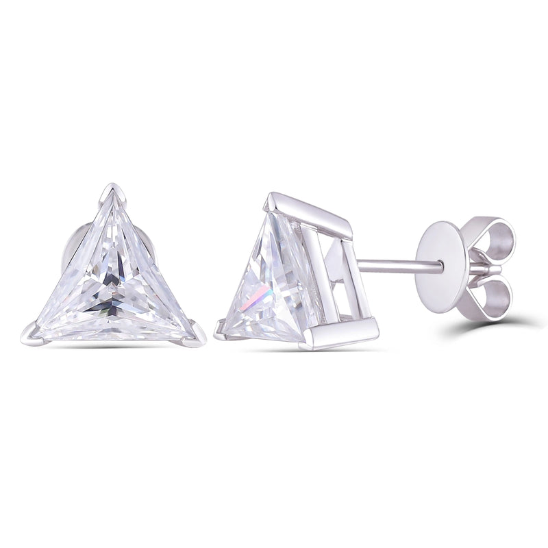 14k White Gold Moissanite Triangle Cut Stud Earrings 3.2ctw Moissanite Engagement Rings & Jewelry | Luxus Moissanite