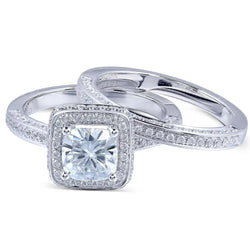 14k White Gold Moissanite Wedding Set (Rings Can Be Bought Separately) Moissanite Engagement Rings & Jewelry | Luxus Moissanite