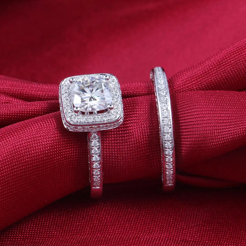 14k White Gold Moissanite Wedding Set (Rings Can Be Bought Separately) Moissanite Engagement Rings & Jewelry | Luxus Moissanite