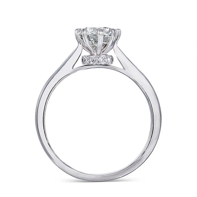 14k White Gold Octagon Cut Hidden Halo Moissanite Ring 1ct Moissanite Engagement Rings & Jewelry | Luxus Moissanite