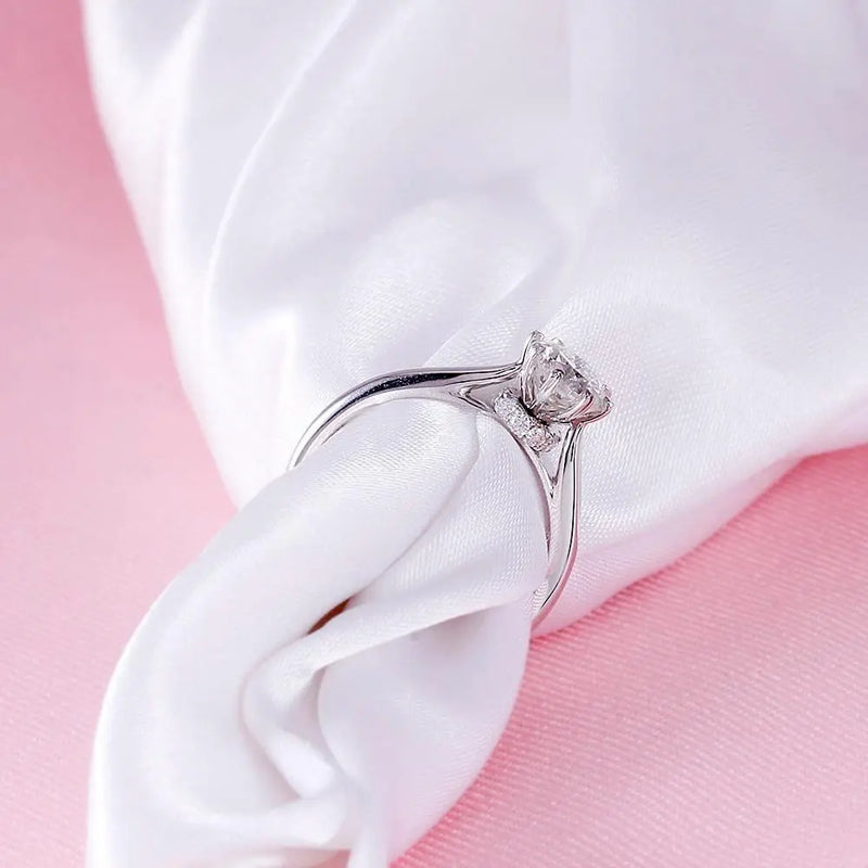 14k White Gold Octagon Cut Hidden Halo Moissanite Ring 1ct Moissanite Engagement Rings & Jewelry | Luxus Moissanite