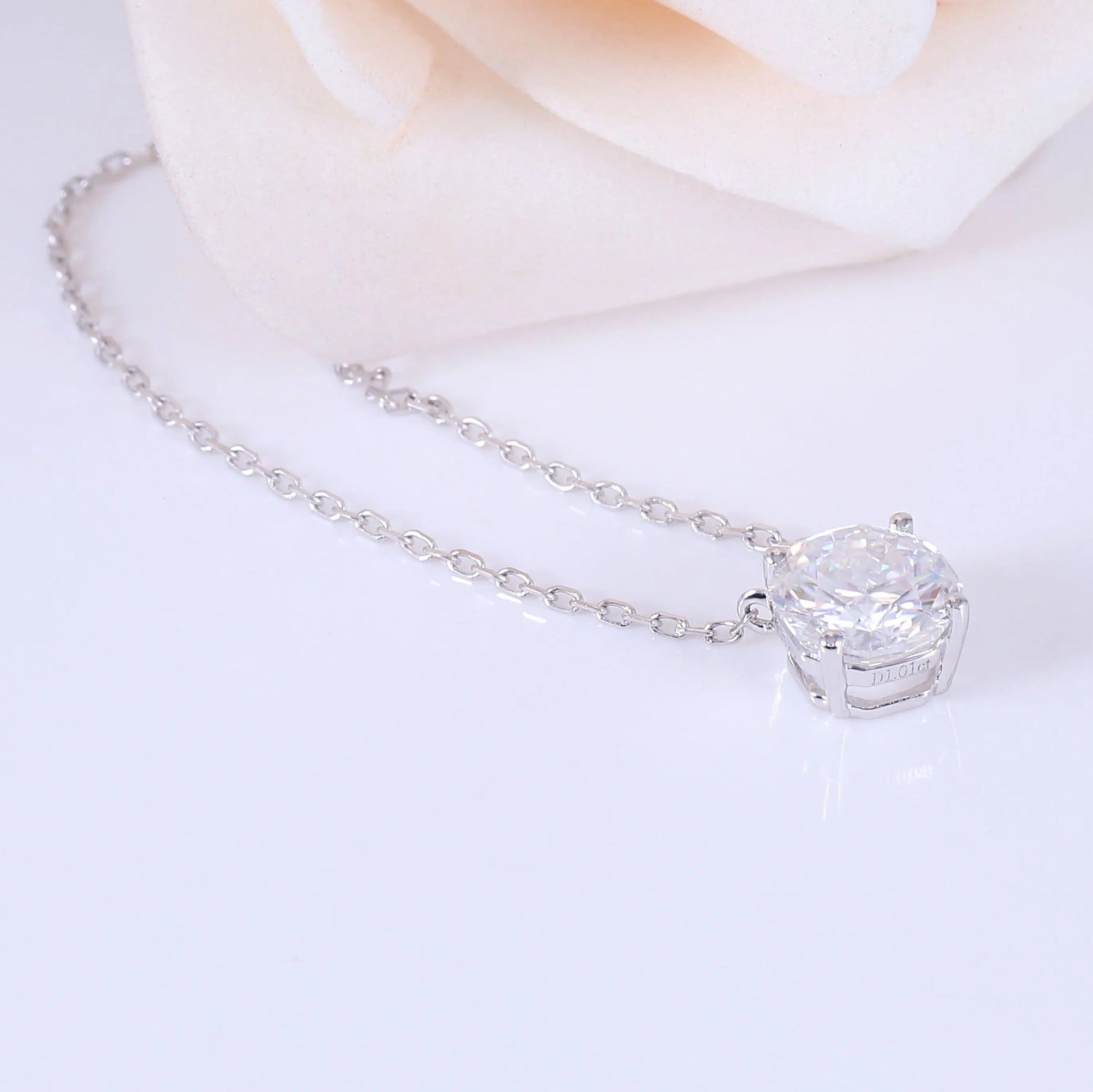 14k White Gold Octagon Cut Moissanite Necklace 1ct Moissanite Engagement Rings & Jewelry | Luxus Moissanite