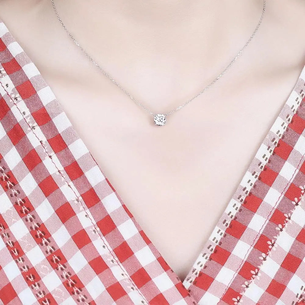 14k White Gold Octagon Cut Moissanite Necklace 1ct Moissanite Engagement Rings & Jewelry | Luxus Moissanite