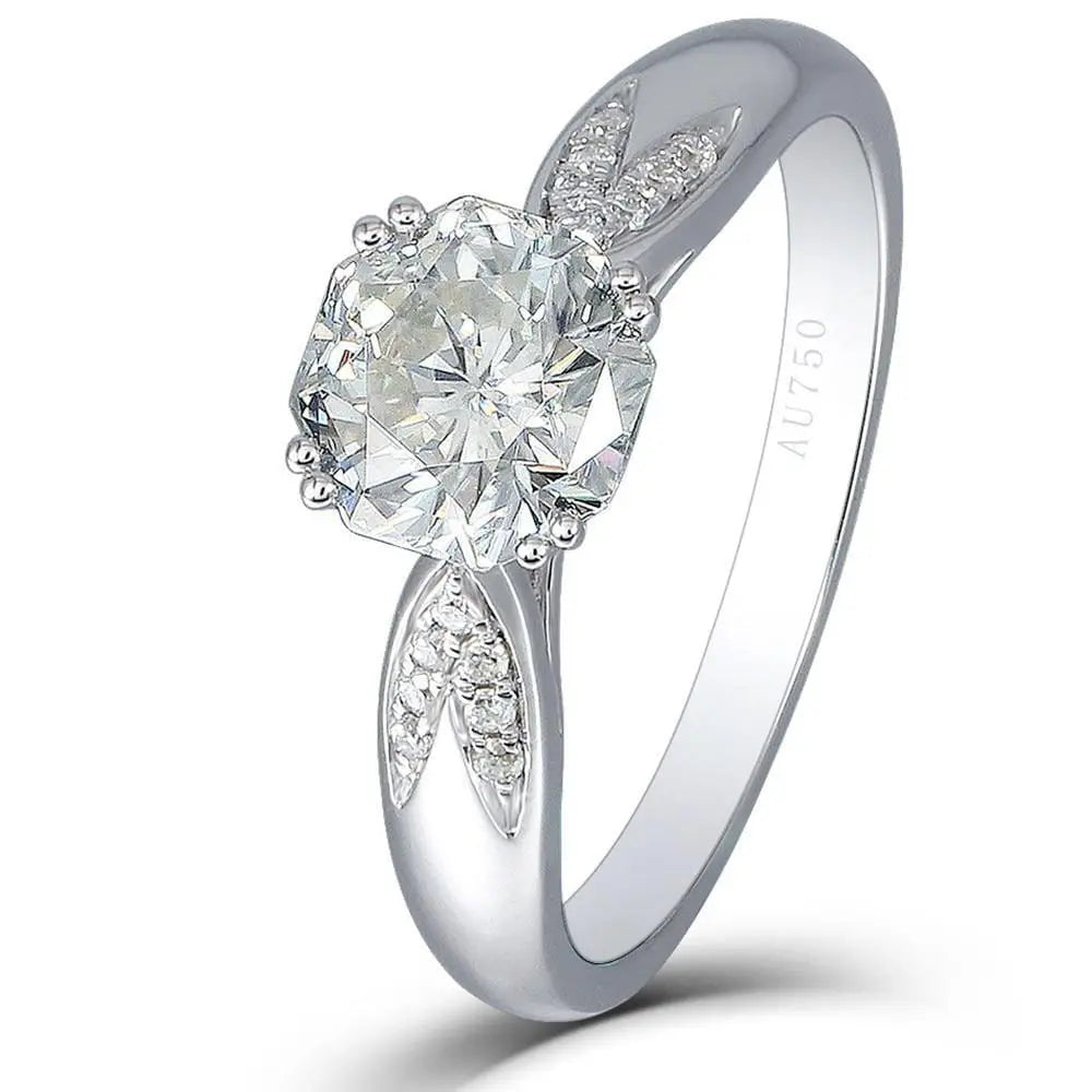 14k White Gold Octagon Cut Moissanite Ring 1ct Center Stone Moissanite Engagement Rings & Jewelry | Luxus Moissanite |  Women and Rings 