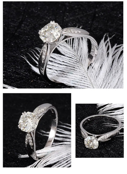 14k White Gold Octagon Cut Moissanite Ring 1ct Center Stone Moissanite Engagement Rings & Jewelry | Luxus Moissanite |  Women and Rings 