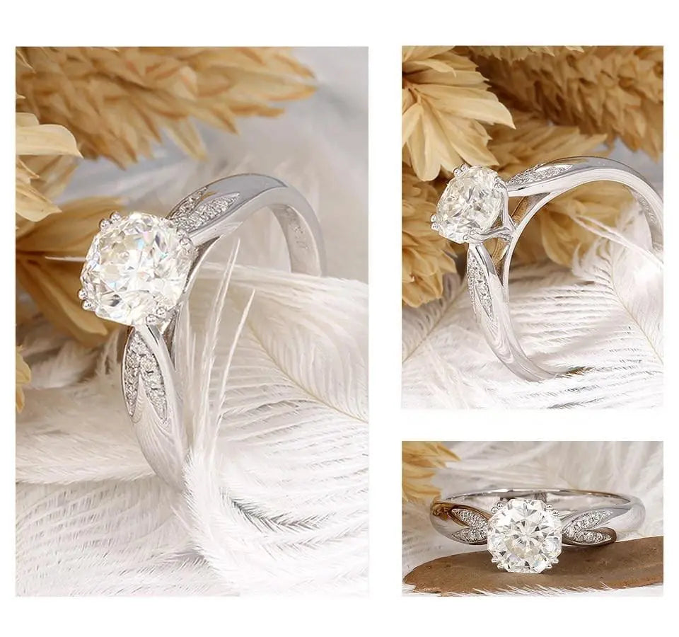14k White Gold Octagon Cut Moissanite Ring 1ct Center Stone Moissanite Engagement Rings & Jewelry | Luxus Moissanite |  Women and Rings 