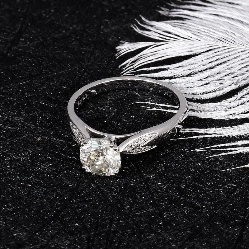 14k White Gold Octagon Cut Moissanite Ring 1ct Center Stone Moissanite Engagement Rings & Jewelry | Luxus Moissanite |  Women and Rings 
