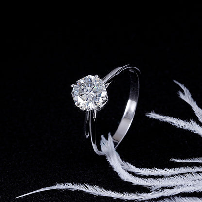 14k White Gold Octagon Cut Solitaire Moissanite Ring 1ct Moissanite Engagement Rings & Jewelry | Luxus Moissanite