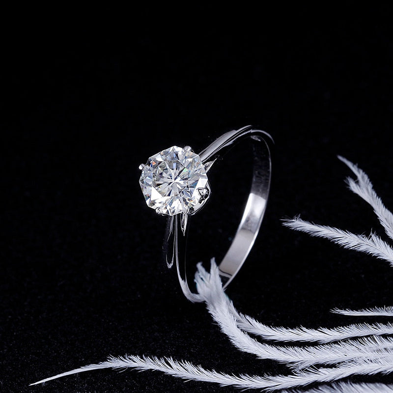 14k White Gold Octagon Cut Solitaire Moissanite Ring 1ct Moissanite Engagement Rings & Jewelry | Luxus Moissanite