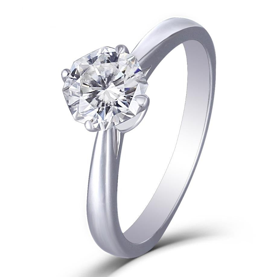 14k White Gold Octagon Cut Solitaire Moissanite Ring 1ct Moissanite Engagement Rings & Jewelry | Luxus Moissanite