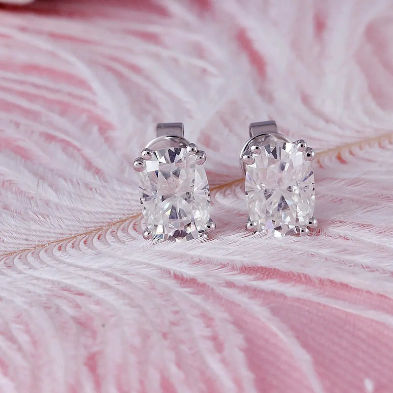14k White Gold Oval Cut Moissanite Earrings 2ctw Moissanite Engagement Rings & Jewelry | Luxus Moissanite