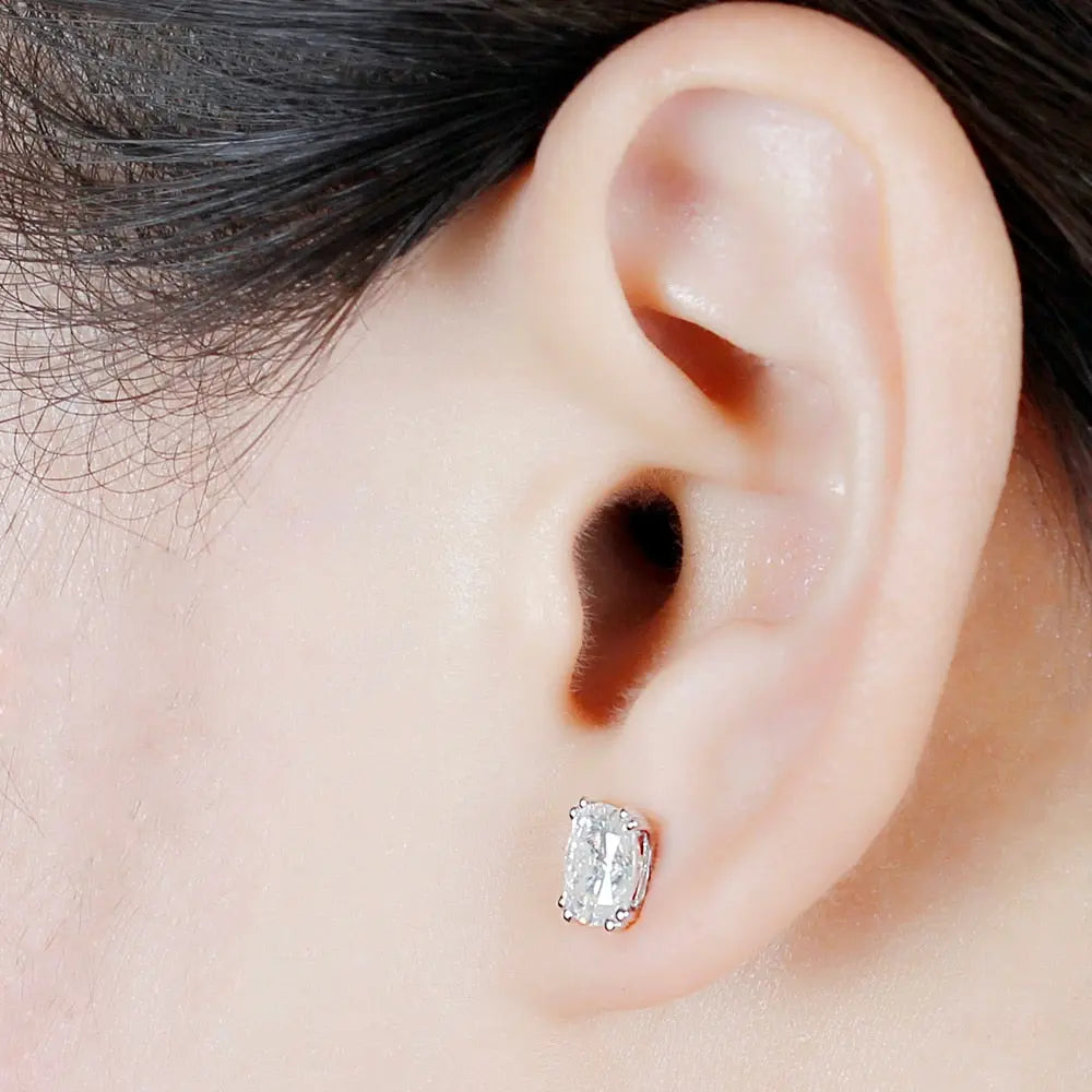 14k White Gold Oval Cut Moissanite Earrings 2ctw Moissanite Engagement Rings & Jewelry | Luxus Moissanite