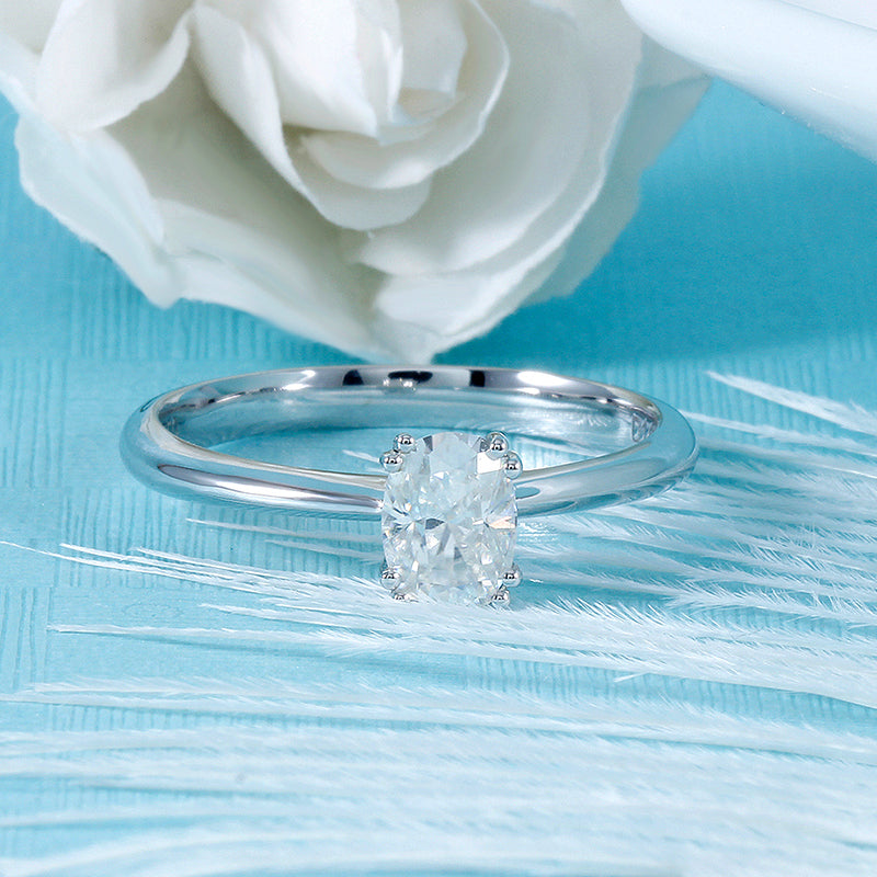 14k White Gold Oval Cut Moissanite Ring 1ct Moissanite Engagement Rings & Jewelry | Luxus Moissanite
