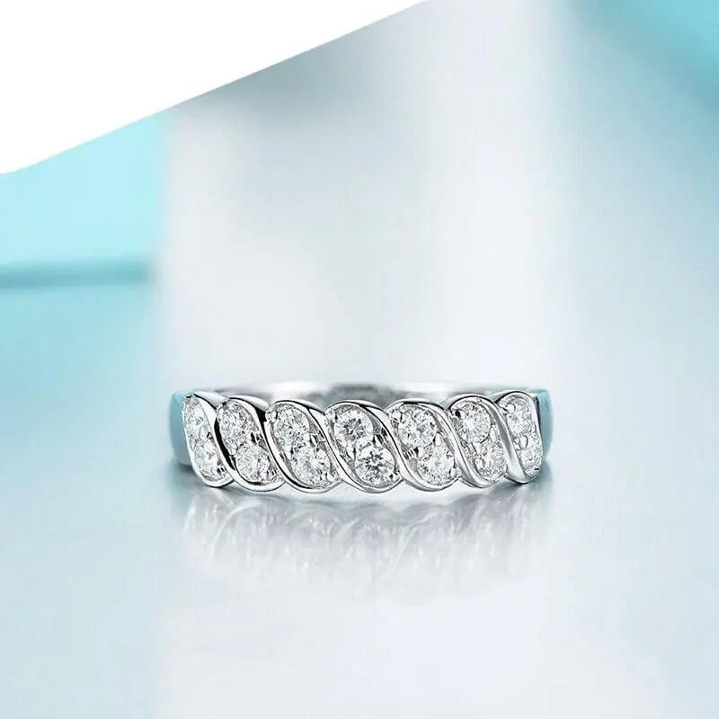 14k White Gold Plated Moissanite Anniversary Ring 0.5ct Total Moissanite Engagement Rings & Jewelry | Luxus Moissanite