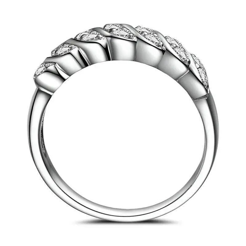 14k White Gold Plated Moissanite Anniversary Ring 0.5ct Total Moissanite Engagement Rings & Jewelry | Luxus Moissanite