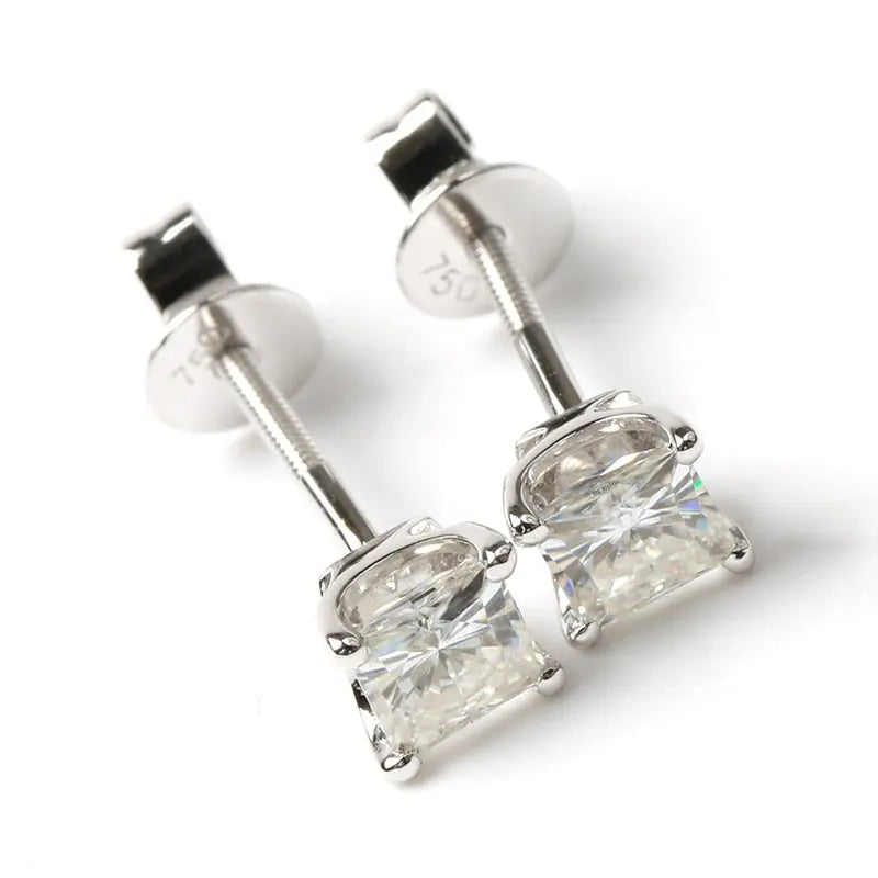 14k White Gold Princess Cut Moissanite Earrings 1ctw Moissanite Engagement Rings & Jewelry | Luxus Moissanite