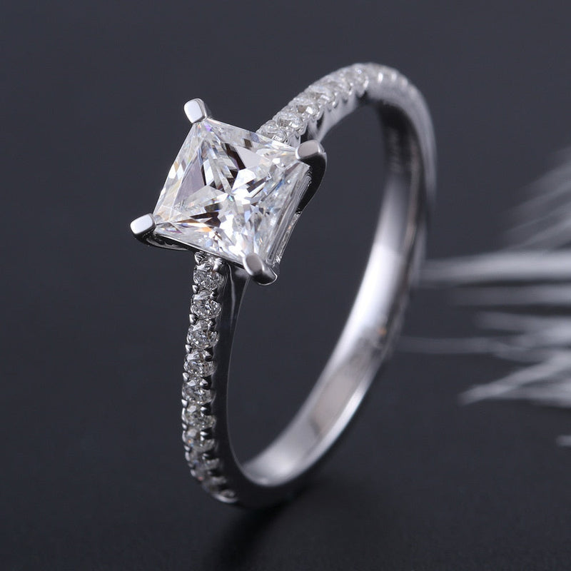14k White Gold Princess Cut Moissanite Ring 1ct Moissanite Engagement Rings & Jewelry | Luxus Moissanite