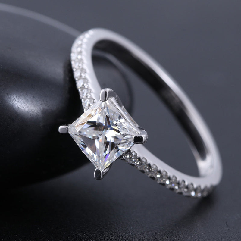 14k White Gold Princess Cut Moissanite Ring 1ct Moissanite Engagement Rings & Jewelry | Luxus Moissanite