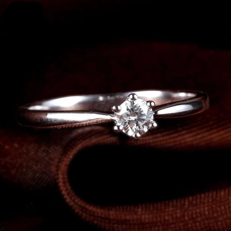 14k White Gold Solitaire Moissanite Ring 0.2ct Moissanite Engagement Rings & Jewelry | Luxus Moissanite