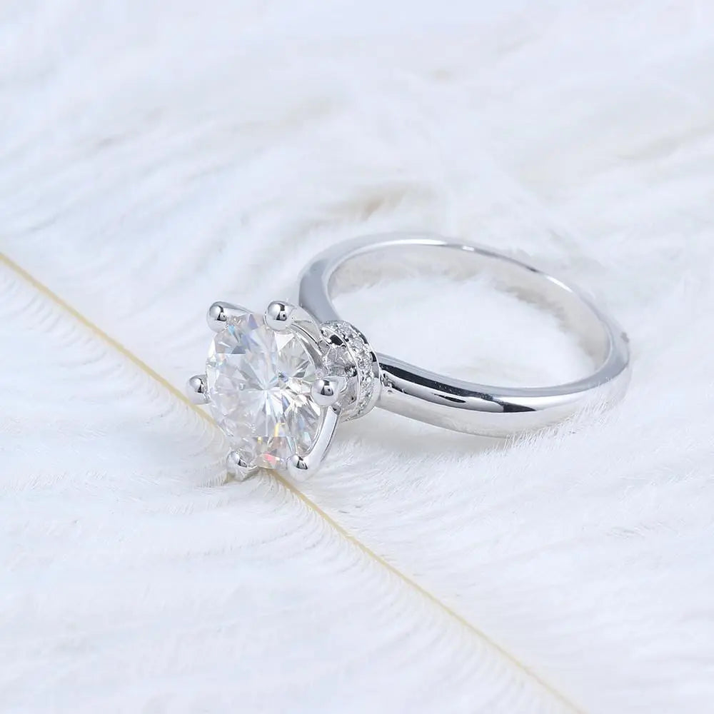 14k White Gold Solitaire Moissanite Ring 1ct - 5ct Options Moissanite Engagement Rings & Jewelry | Luxus Moissanite
