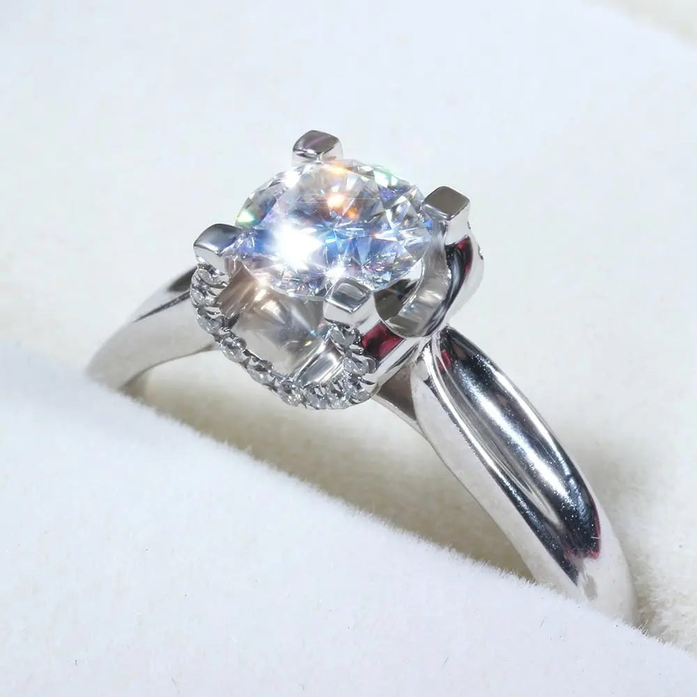 14k White Gold Solitaire Moissanite Ring 1ct Center Stone Moissanite Engagement Rings & Jewelry | Luxus Moissanite