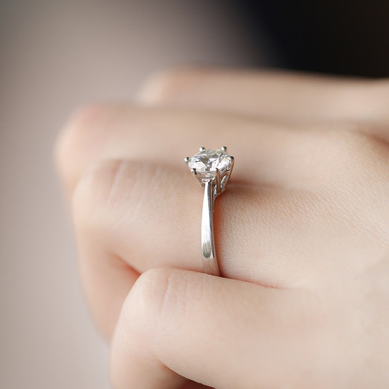 14k White Gold Solitaire Moissanite Ring 1ct Moissanite Engagement Rings & Jewelry | Luxus Moissanite