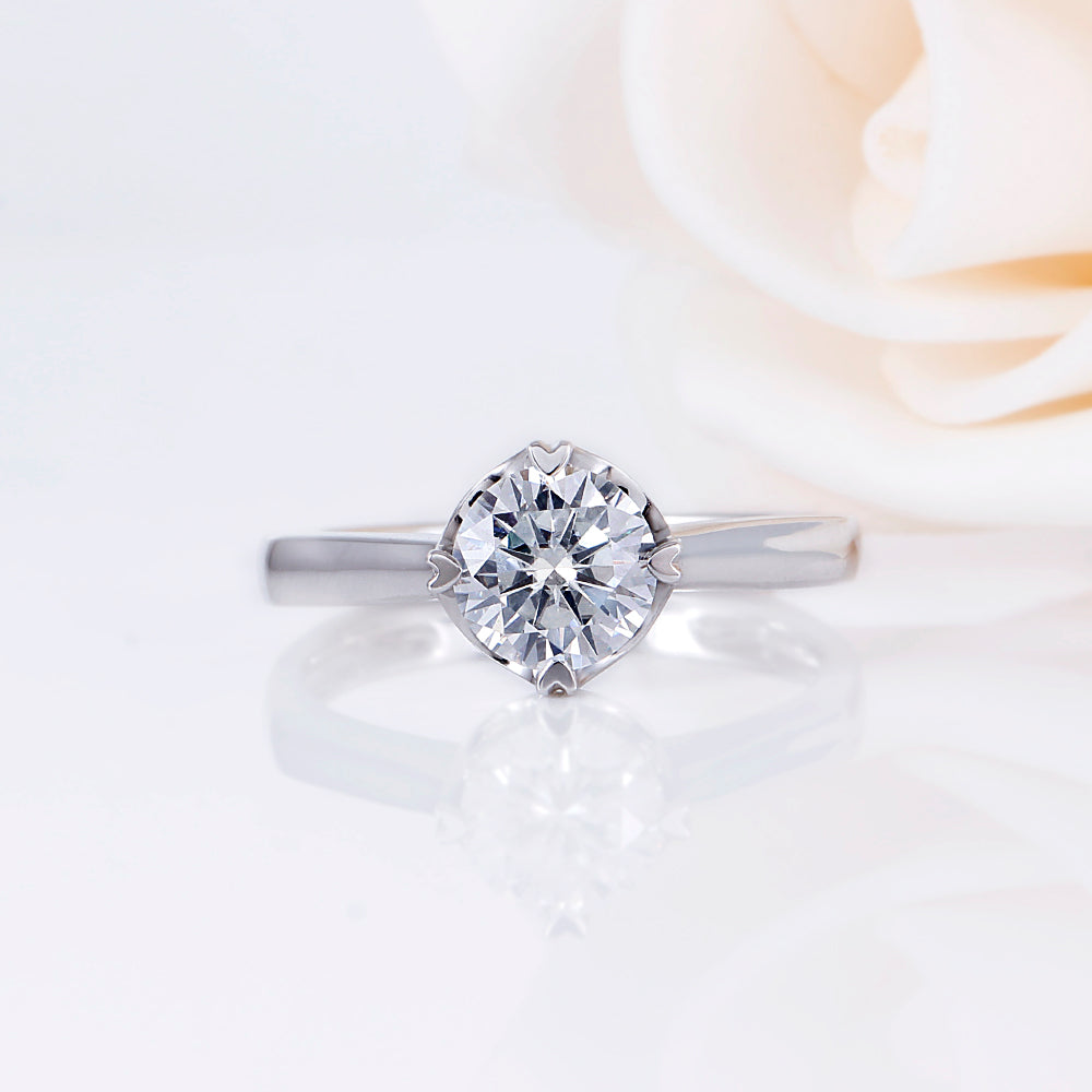 14k White Gold Solitaire Moissanite Ring 1ct Moissanite Engagement Rings & Jewelry | Solitaire Engagement Ring 1 Carat | Luxus Moissanite