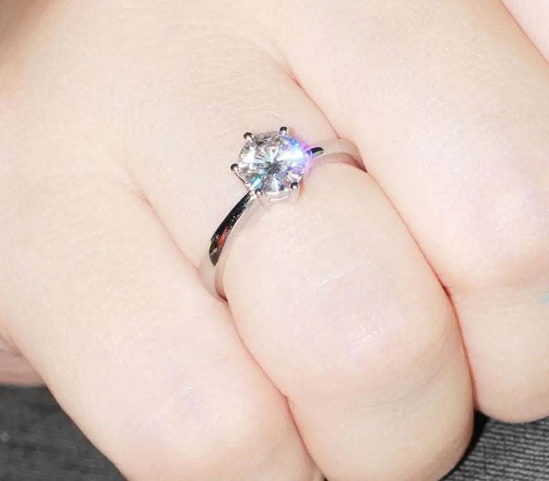 14k White Gold Solitaire Moissanite Ring 1ct Moissanite Engagement Rings & Jewelry | Luxus Moissanite