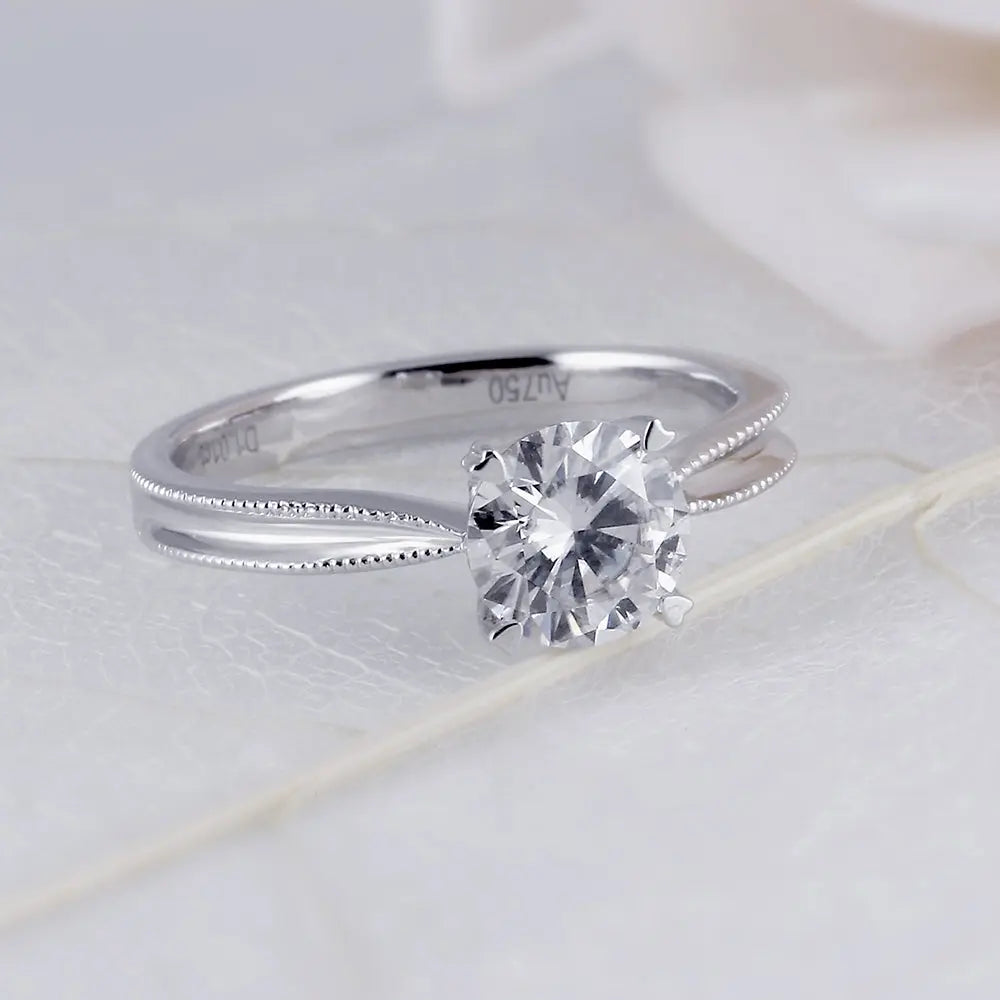 14k White Gold Solitaire Moissanite Ring 1ct Moissanite Engagement Rings & Jewelry | Moissanite Jewelry for Women | Luxus Moissanite