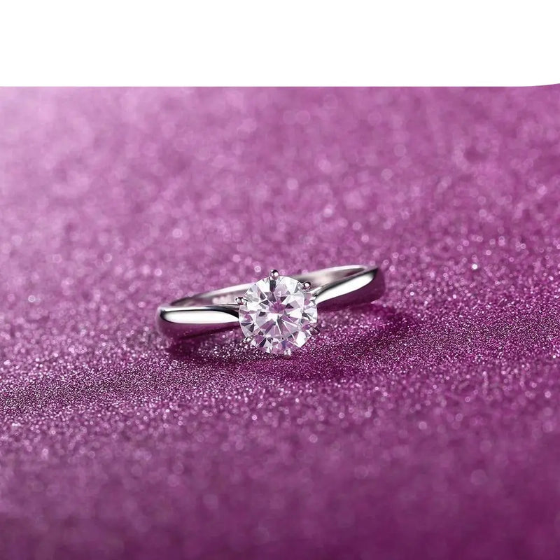 14k White Gold Solitaire Moissanite Ring 1ct Moissanite Engagement Rings & Jewelry | Luxus Moissanite