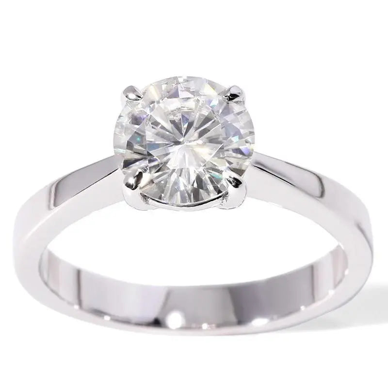 14k White Gold Solitaire Moissanite Ring 1ct Moissanite Engagement Rings & Jewelry | Luxus Moissanite