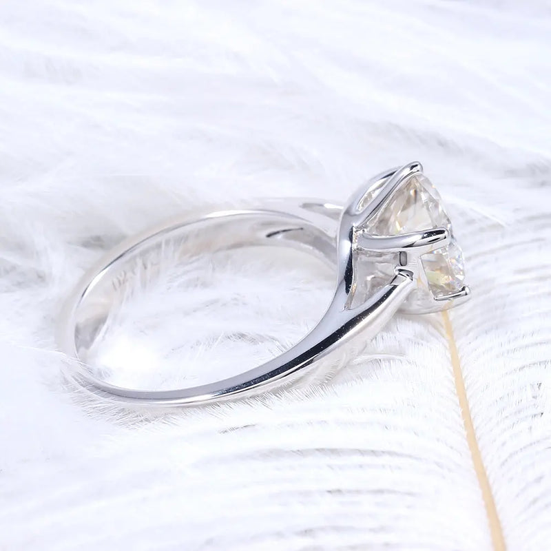 14k White Gold Solitaire Moissanite Ring 2ct Moissanite Engagement Rings & Jewelry | Luxus Moissanite